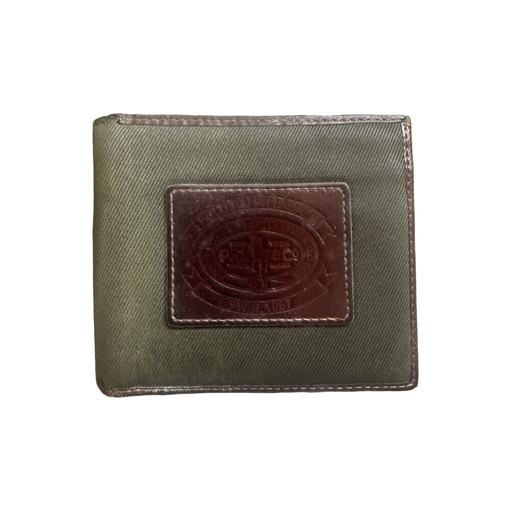 Polo Ralph Lauren Heritage Wallet olive-drab ballistic nylon brown leather trim